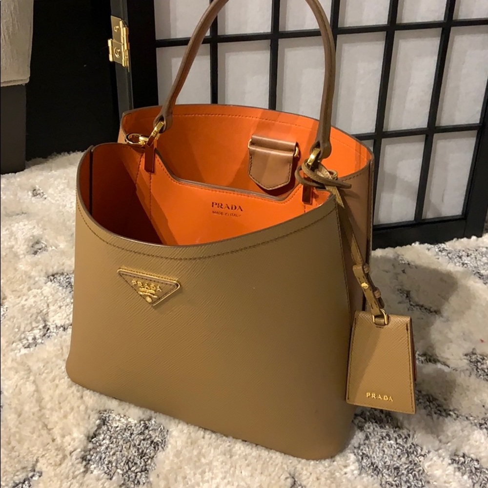 Medium Saffiano Leather Prada Panier Bag